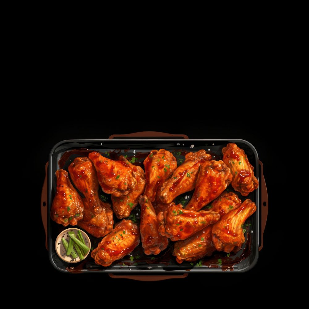 digital paint of a bbq, chicken wing.  