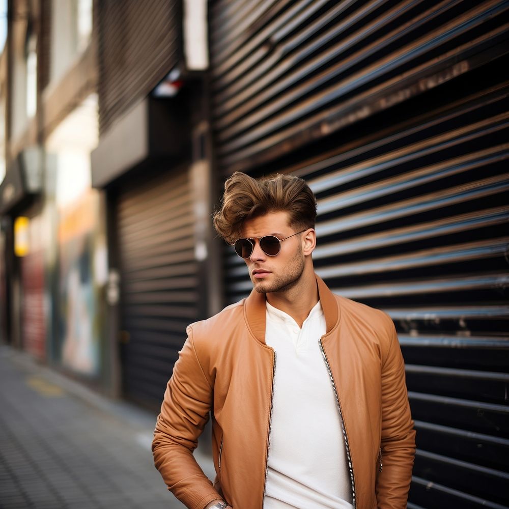 Fashion gay sunglasses portrait jacket. AI generated Image by rawpixel.