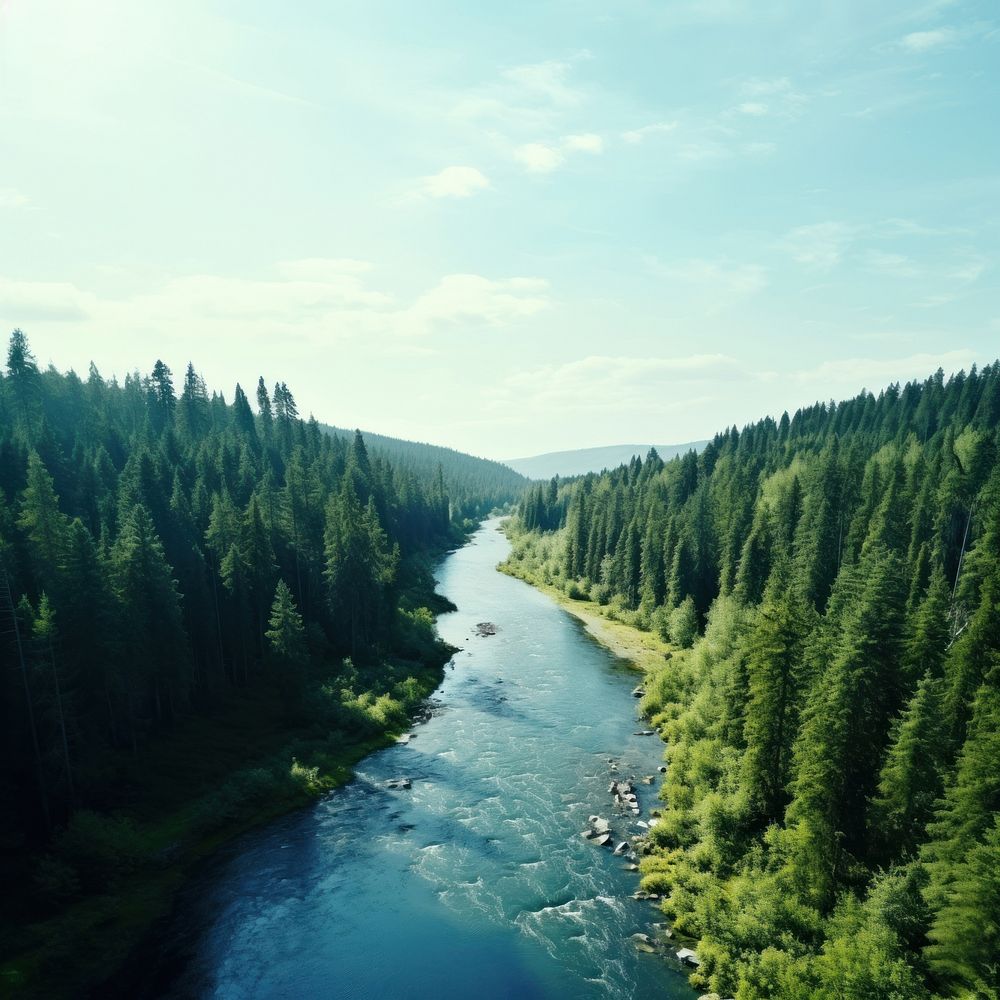 Forest river outdoors nature. AI generated Image by rawpixel.