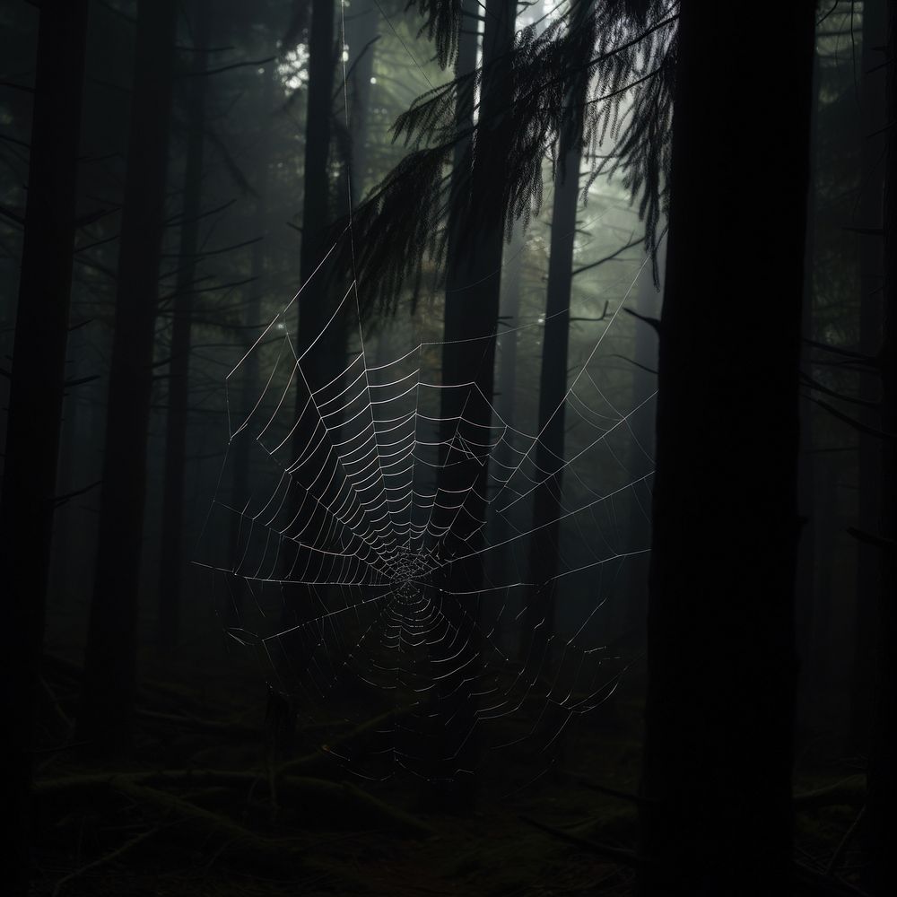 Spider web forest outdoors woodland. AI generated Image by rawpixel.