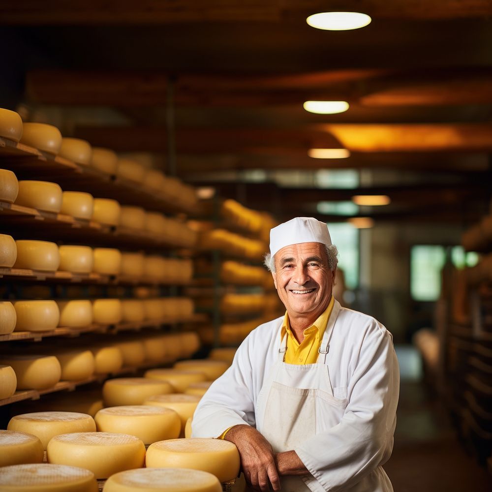 Cheese production adult food man. AI generated Image by rawpixel.