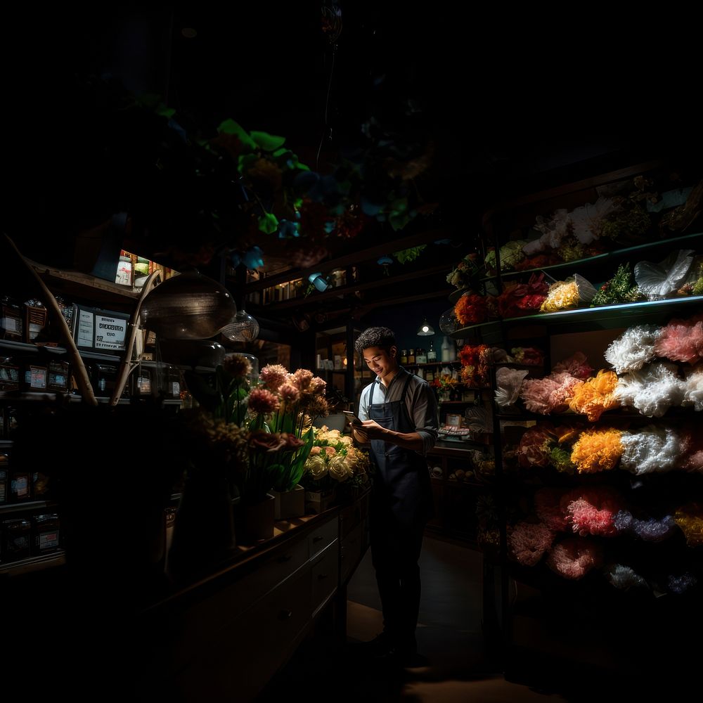 Flower shopping market adult. 