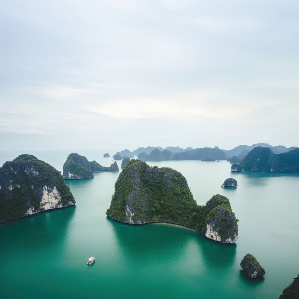 Vietnam halong bay outdoors nature coast. AI generated Image by rawpixel.
