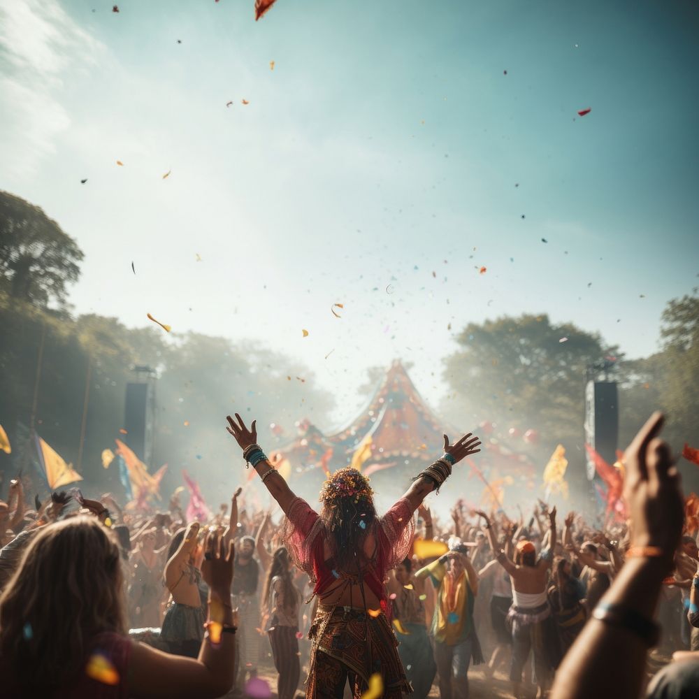 Festival concert adult togetherness. AI generated Image by rawpixel.