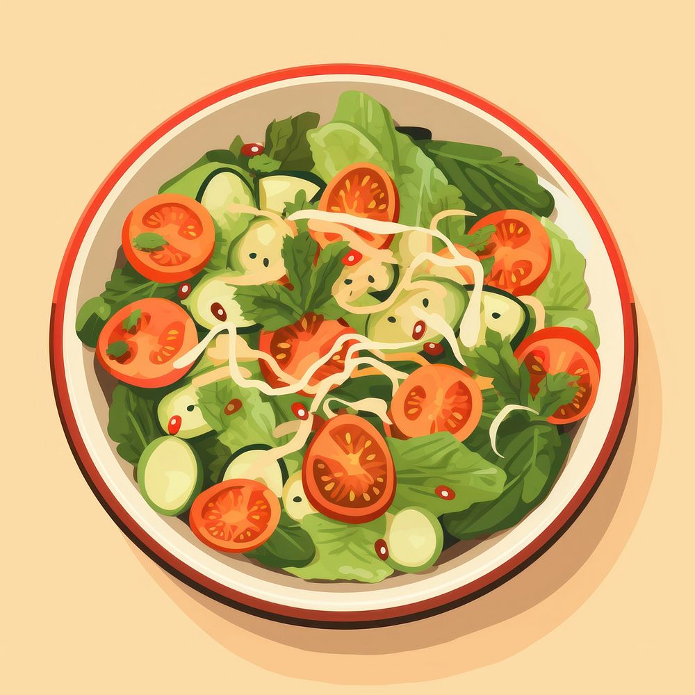 Salad bowl food salad plate. AI generated Image by rawpixel.