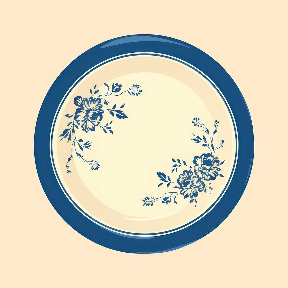Vintage plate porcelain platter pattern. AI generated Image by rawpixel.