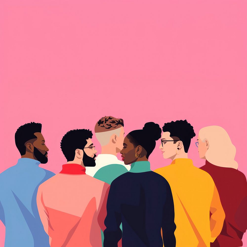 Diverse lgbtq men adult togetherness illustrated. 