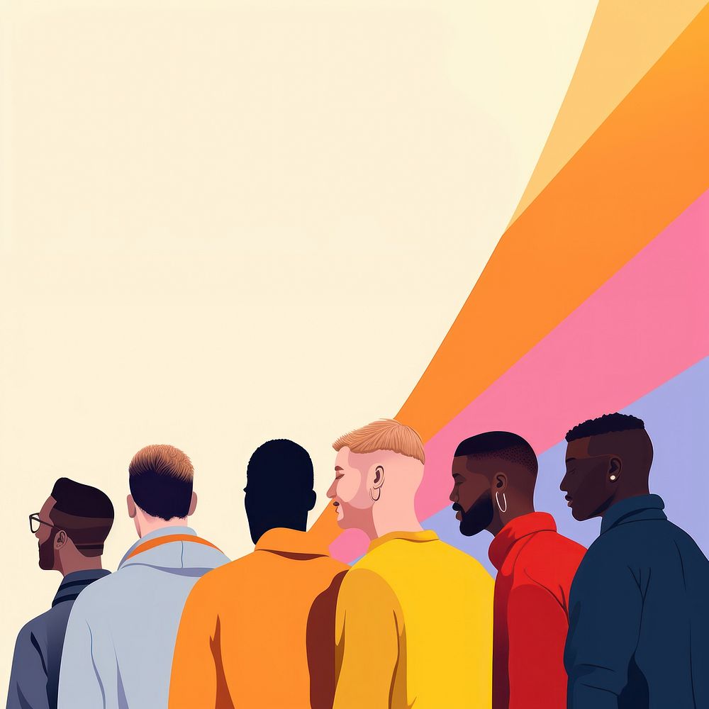 Diverse lgbtq men adult togetherness illustrated. AI generated Image by rawpixel.