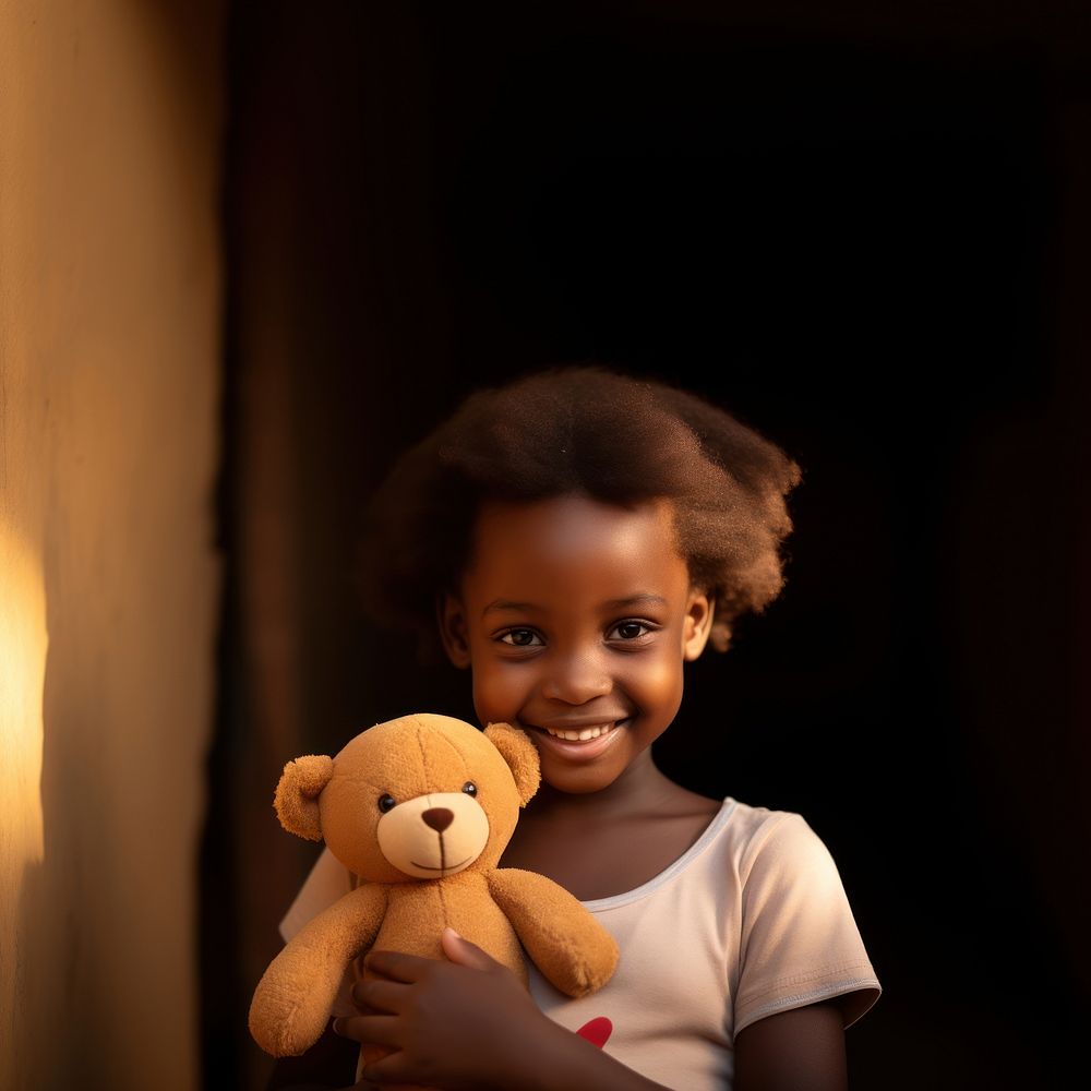 African young girl portrait smiling holding. AI generated Image by rawpixel.