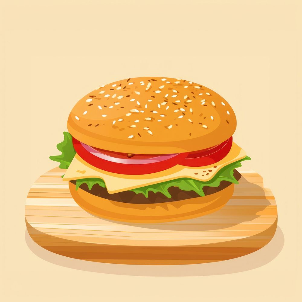 Hamburger food hamburger wood. AI generated Image by rawpixel.