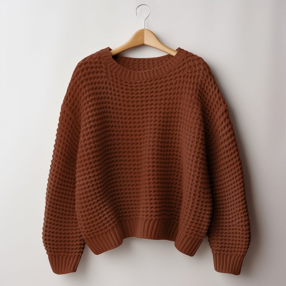 Brown knitted sweater, winter apparel