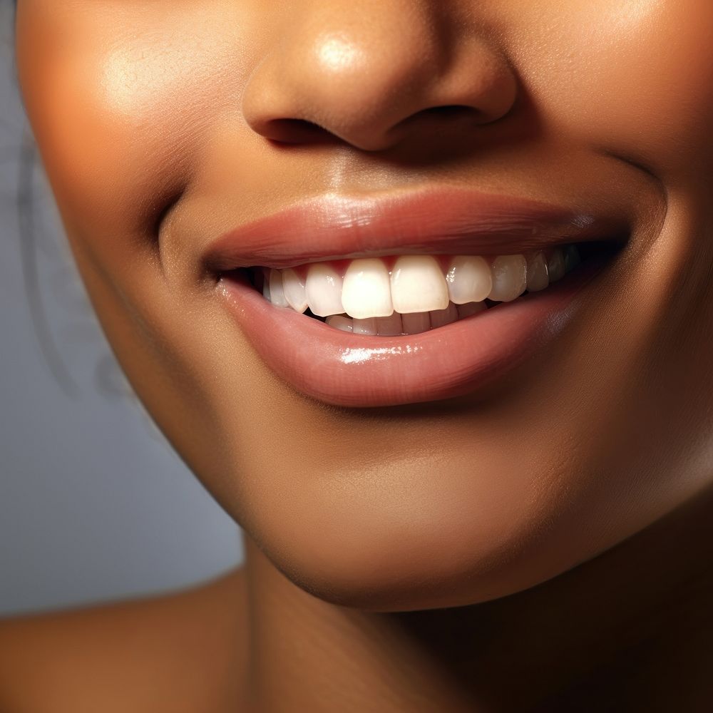 Black woman skin smiling teeth. AI generated Image by rawpixel.