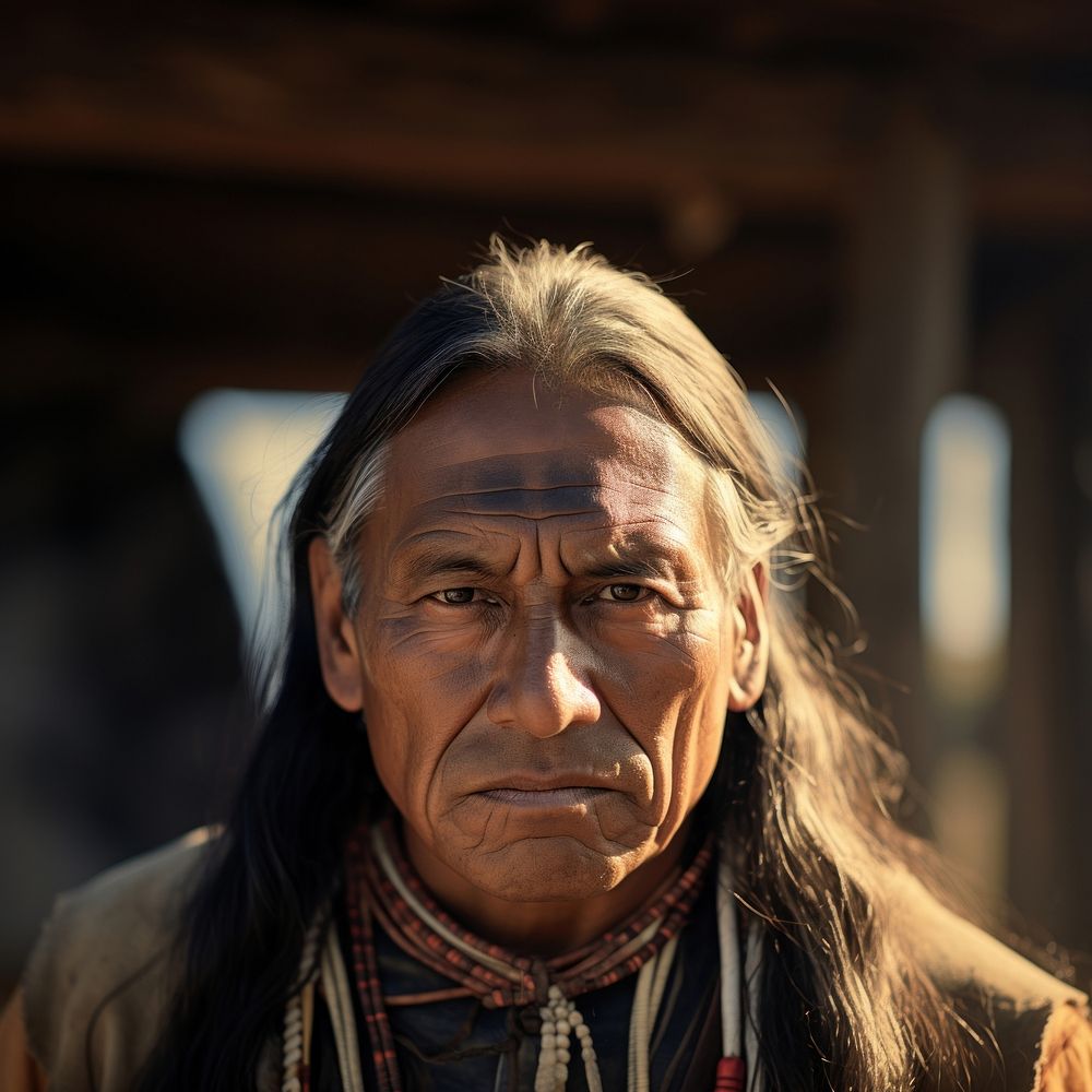 Native american portrait tribe adult. AI generated Image by rawpixel.