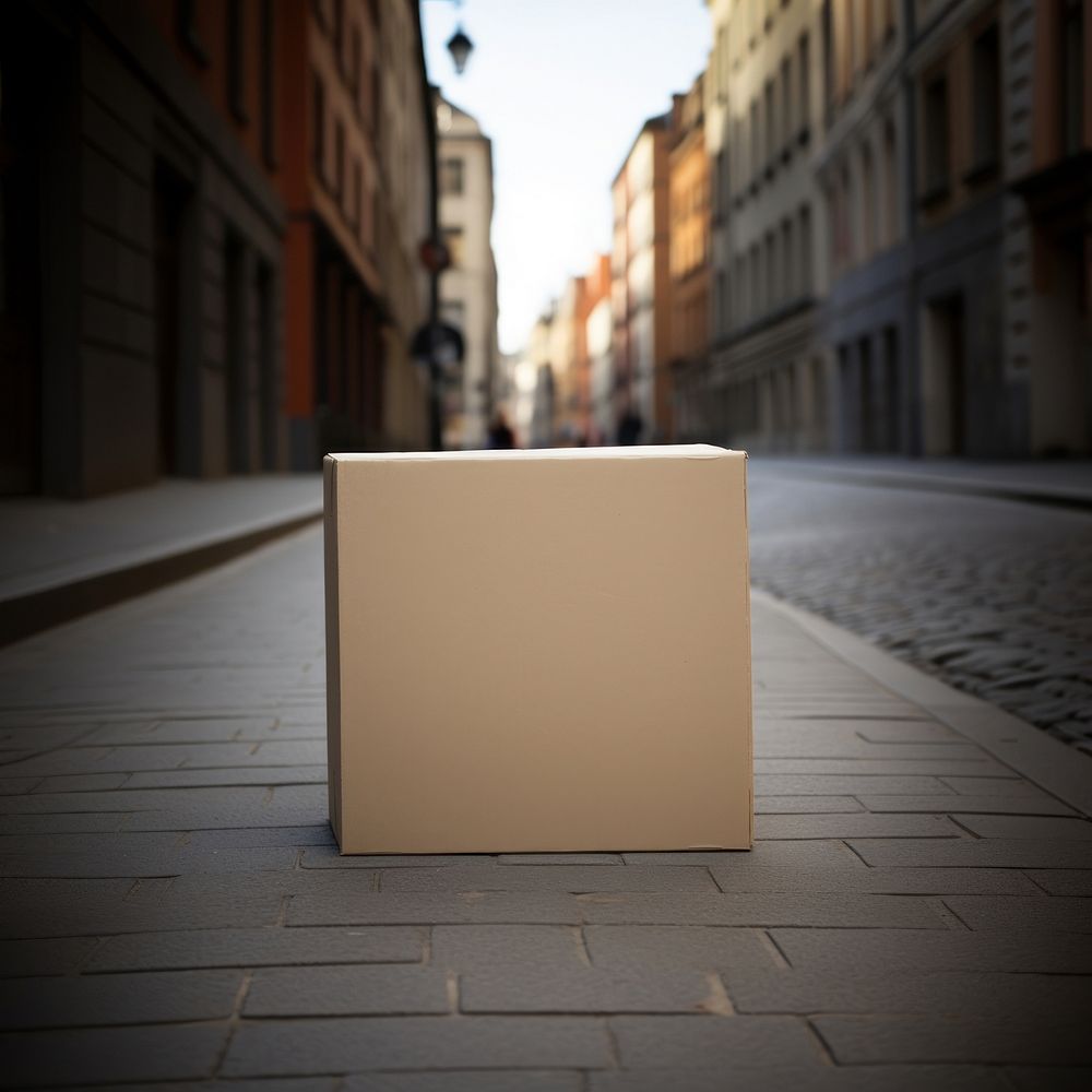Square cardboard box street architecture building. AI generated Image by rawpixel.