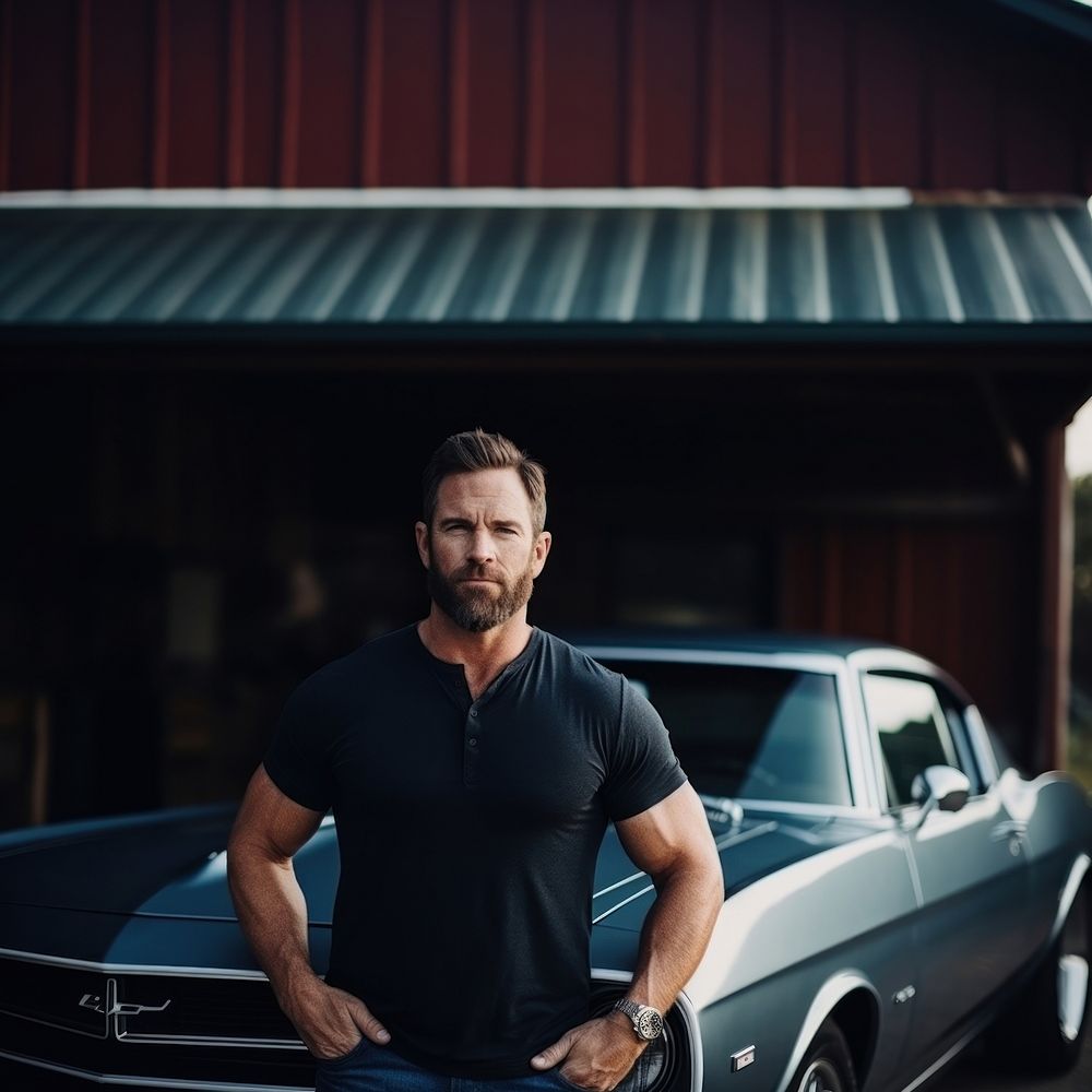 American muscle car portrait vehicle adult.