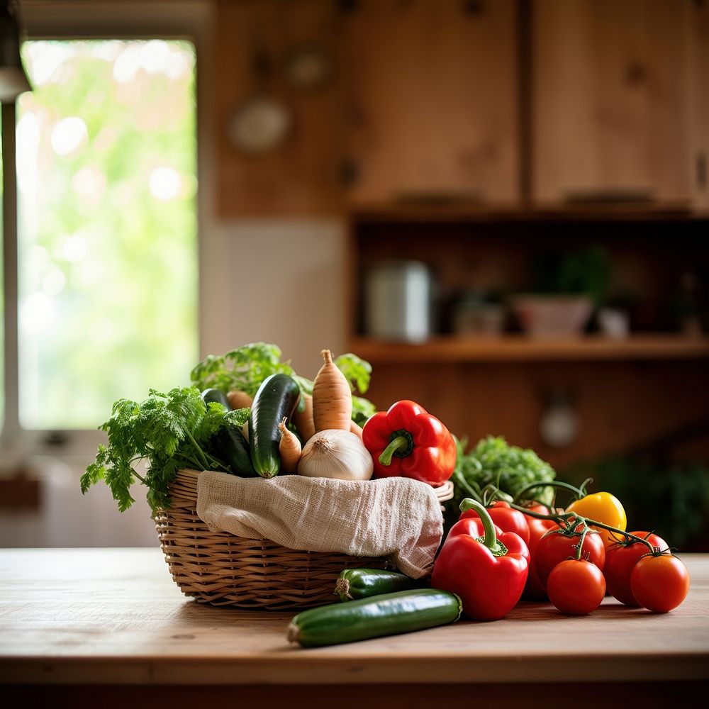 Vegetable kitchen basket plant. AI generated Image by rawpixel.