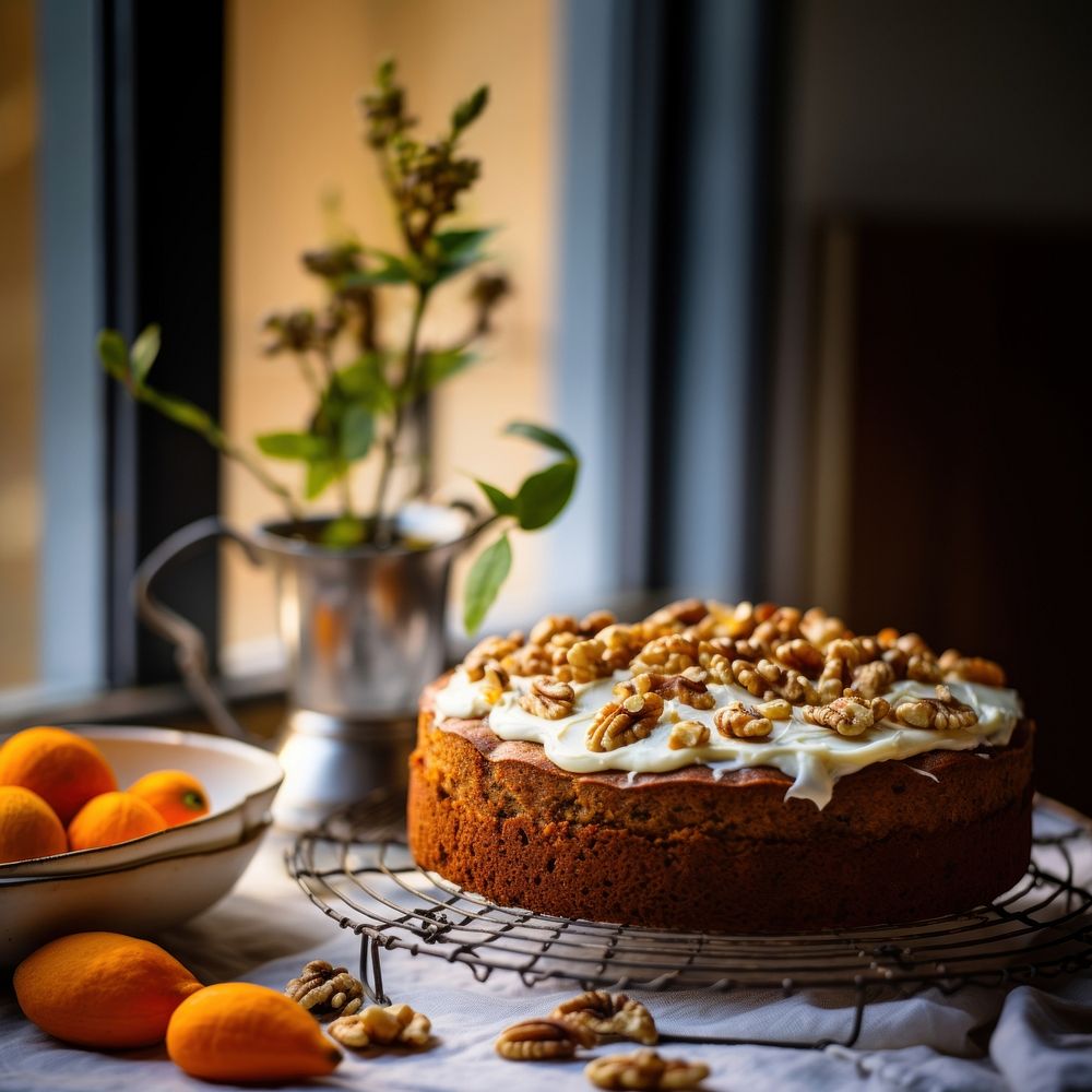 Carrot cake dessert table plant. AI generated Image by rawpixel.