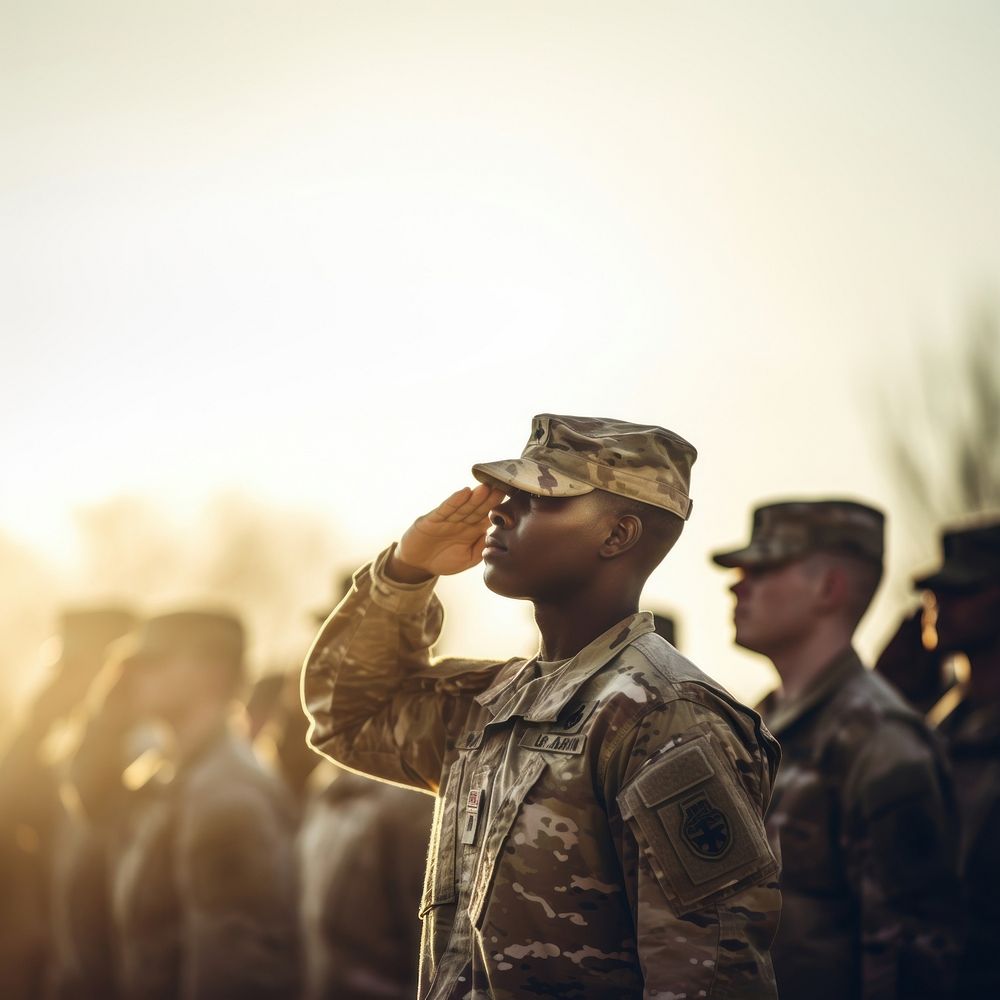 American armys salute military soldier adult. AI generated Image by rawpixel.