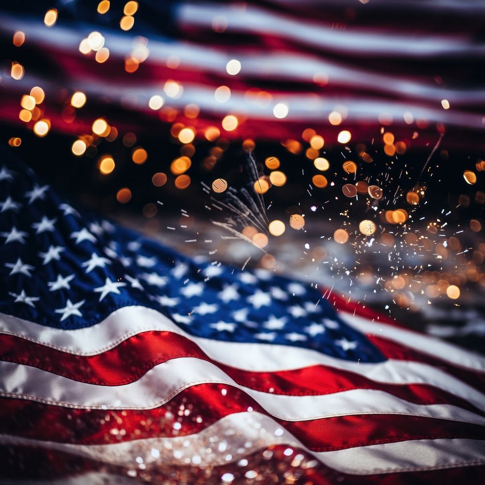 American flag fireworks shape light. AI generated Image by rawpixel.