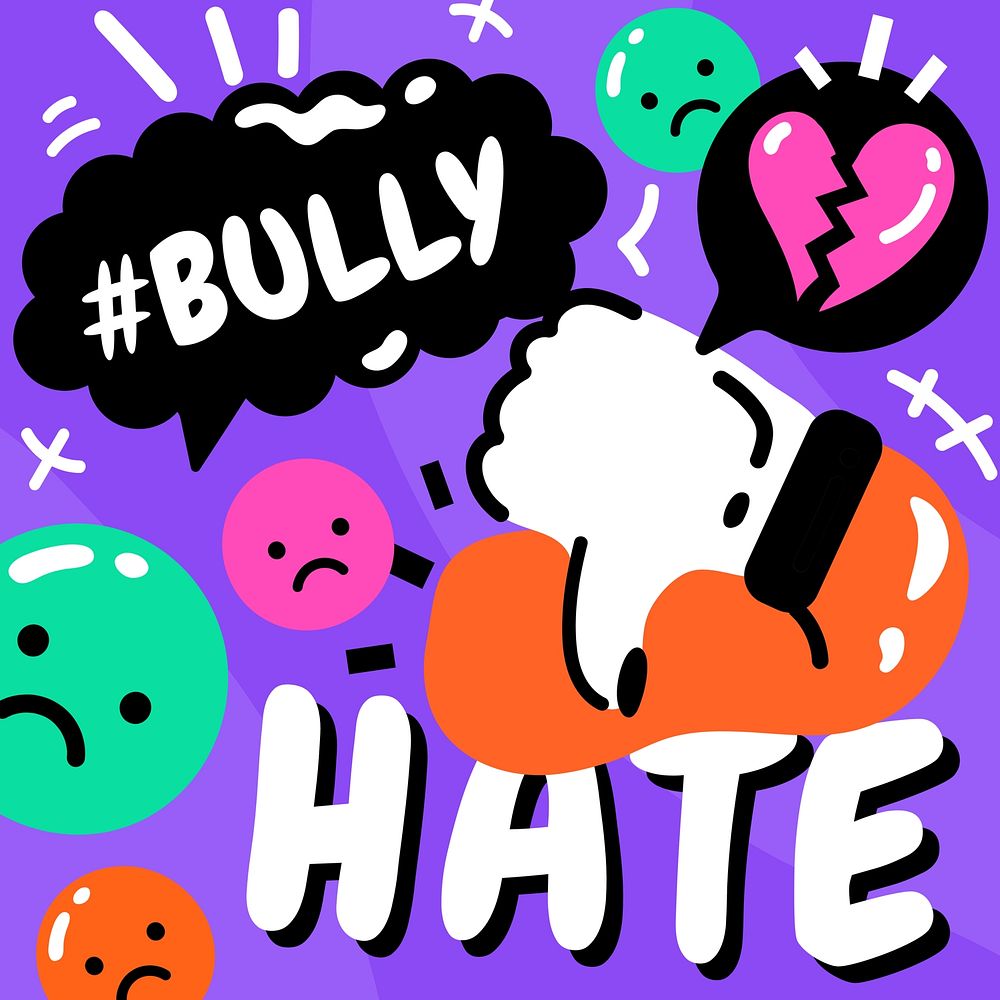 Bullying colorful illustration, design resource