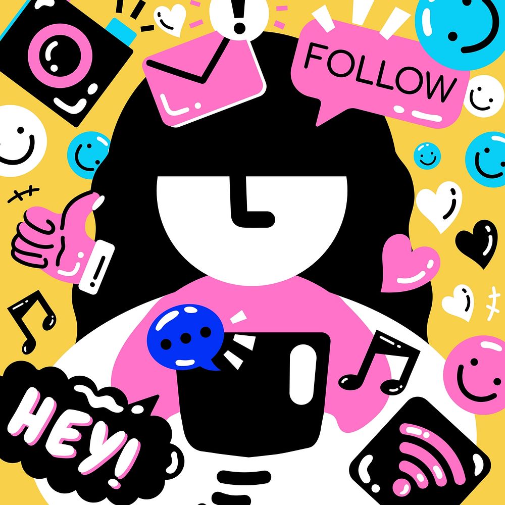 Social media lifestyle colorful illustration, design resource