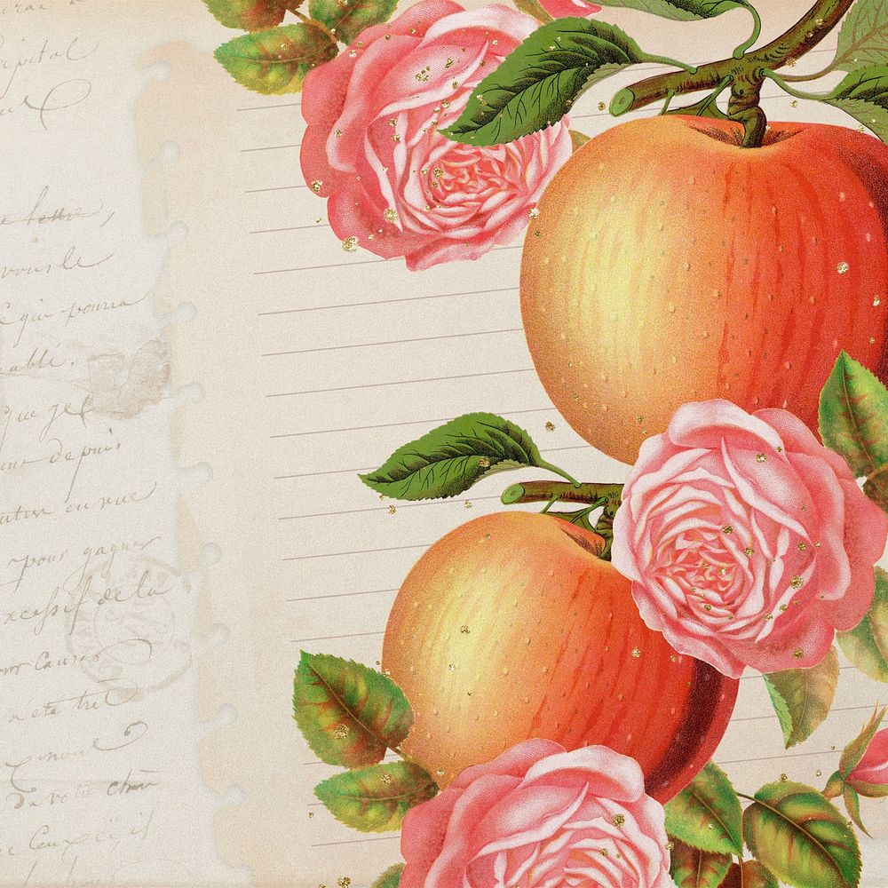 Rose and orange border, vintage illustration