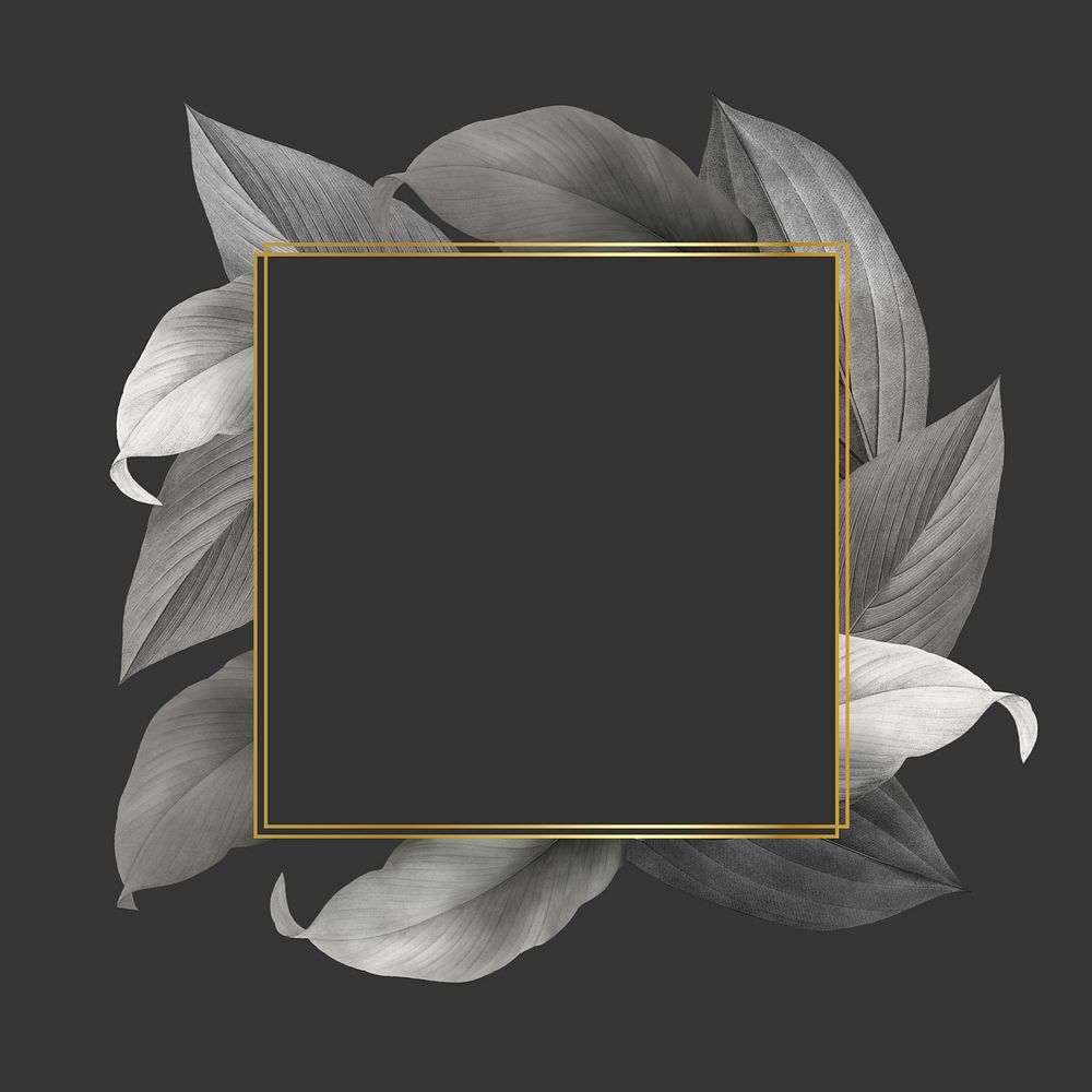 Gray leaf gold frame