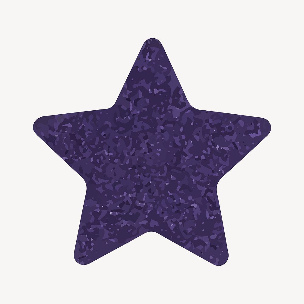 Purple glitter star element, plywood textured shape collage element vector