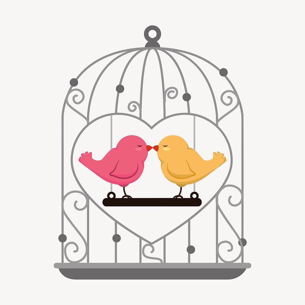 Caged love birds illustration vector