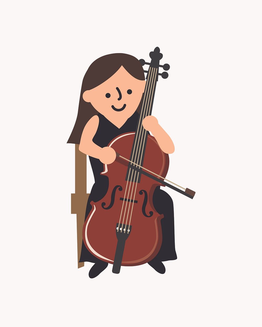 Woman cello clipart, illustration vector. Free public domain CC0 image.
