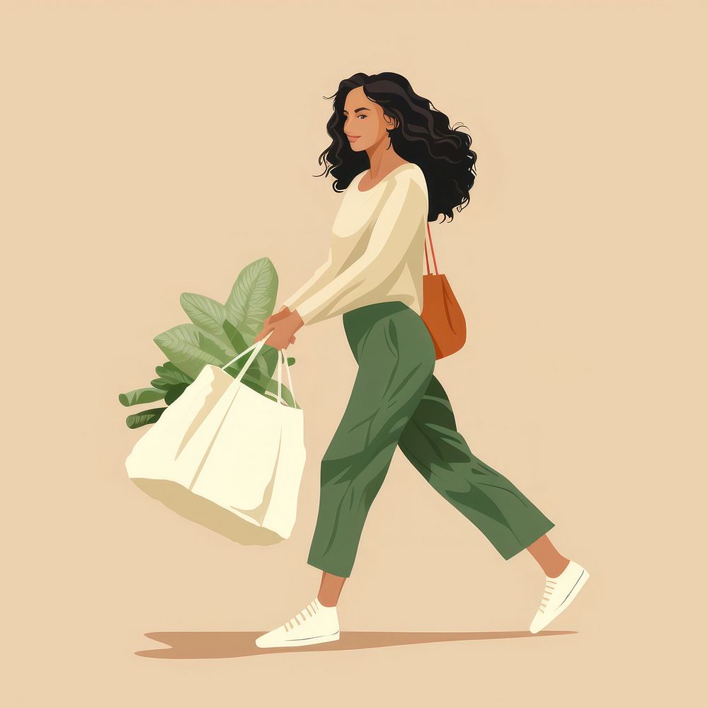Woman bag carrying shopping. AI generated Image by rawpixel.