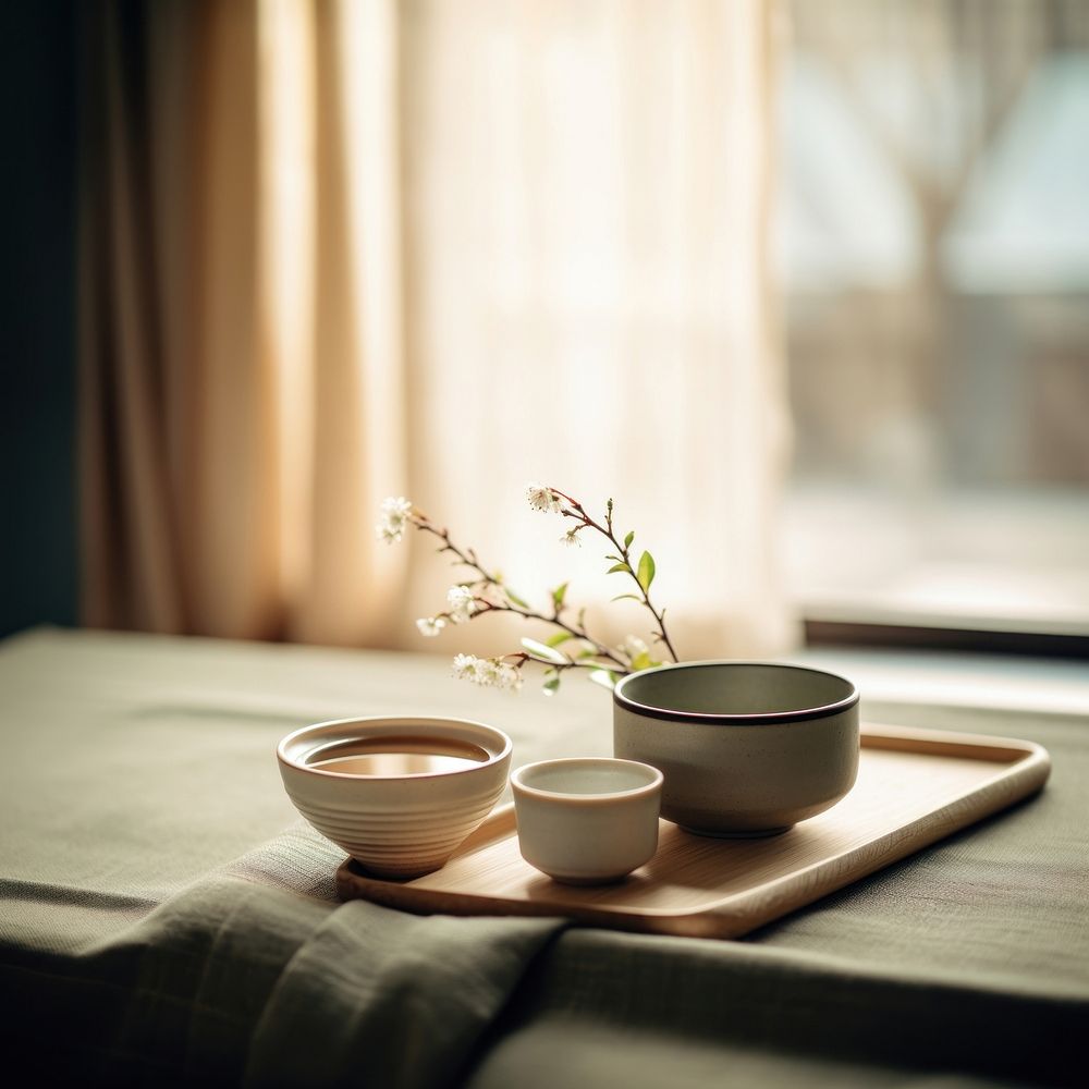 Japanese Tea Ceremony furniture window flower. AI generated Image by rawpixel.