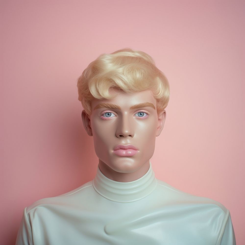 Men rubber doll portrait blonde nose. AI generated Image by rawpixel.