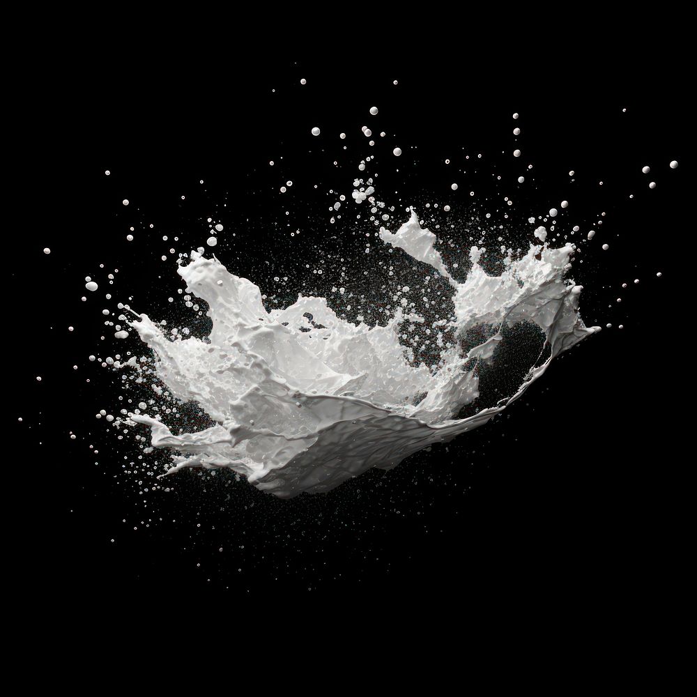 Milk splash effect, black background, AI generated image by rawpixel
