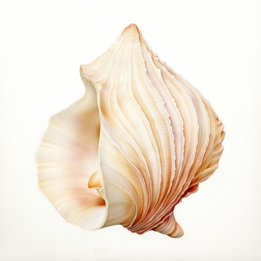 Shell conch white background invertebrate. AI generated Image by rawpixel.