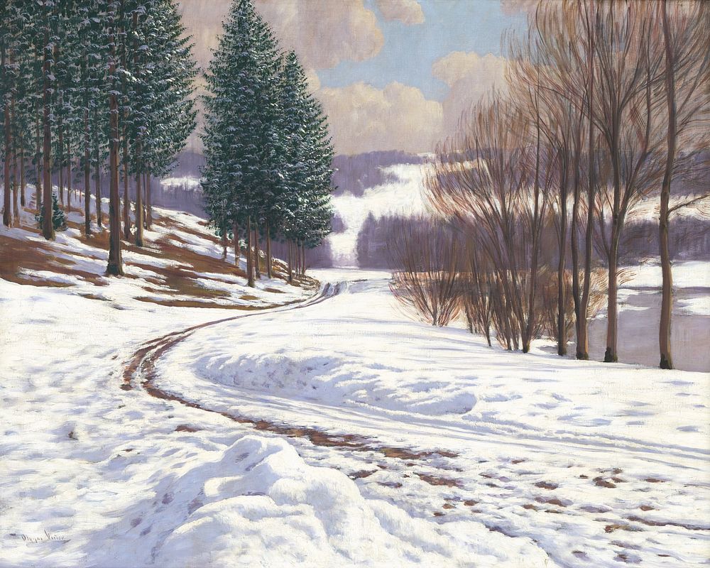 Winter country (1920), vintage nature illustration by Viktor Olgyai. Original public domain image from Web Umenia. Digitally…