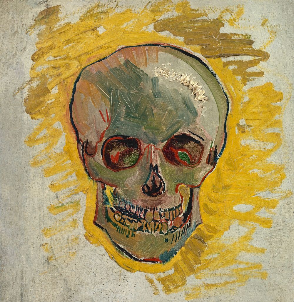 Van Gogh's Skull (1887) expressionism painting. Original public domain image from Wikimedia Commons. Digitally enhanced by…