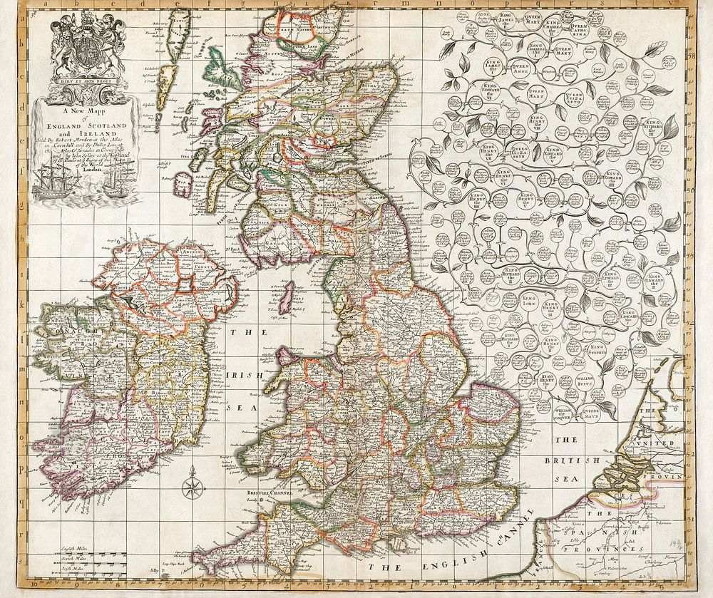 A new map of England Scotland and Ireland (1687), drawn by Robert Morden. Original public domain image from Digital…