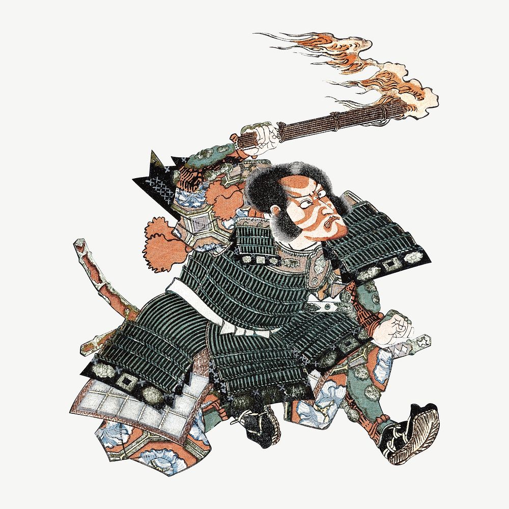 Japanese warrior, vintage man illustration by Utagawa Kunisada psd. Remixed by rawpixel.