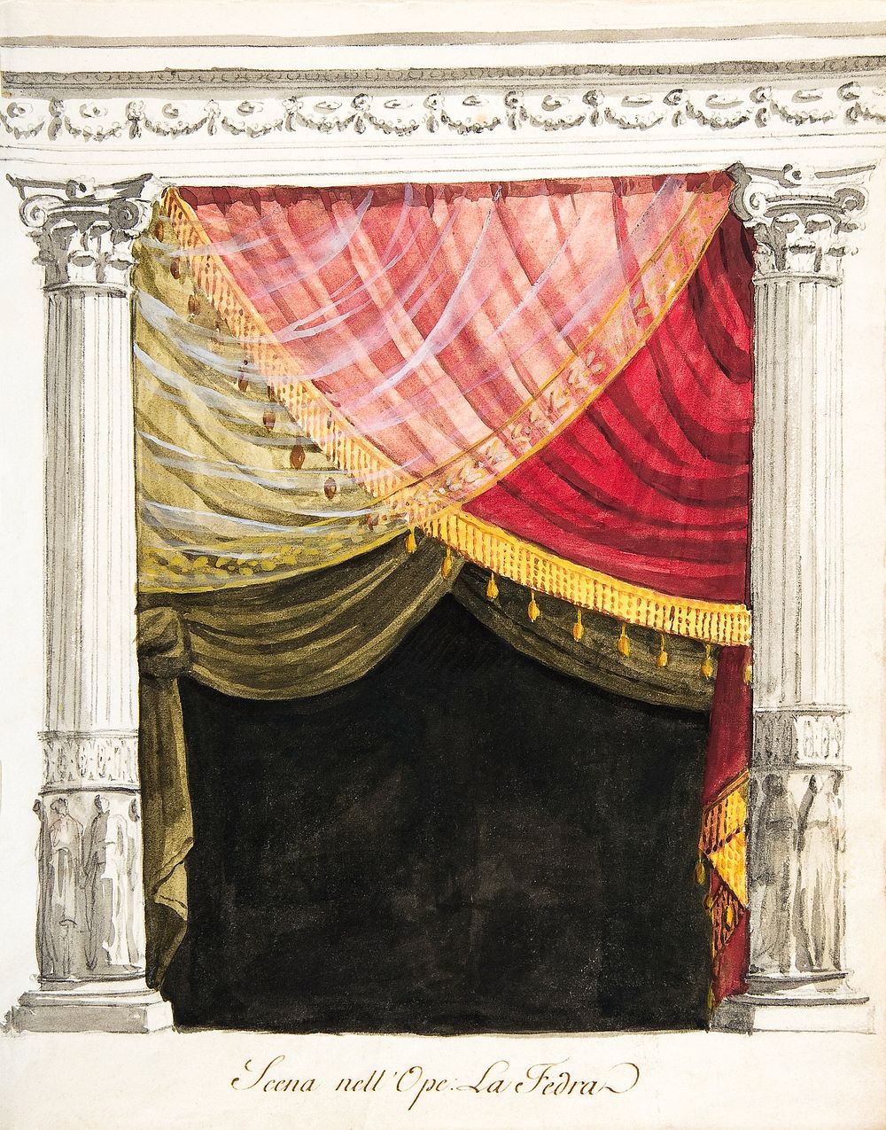 Stage Set for La Fedra (1800&ndash;1900), vintage illustration. Original public domain image from The MET Museum. Digitally…