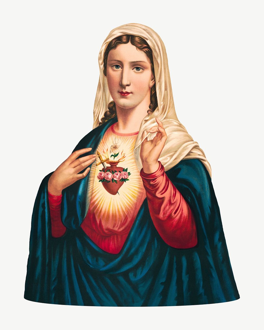 S.S. Heart of Mary, vintage religious illustration psd. Remixed by rawpixel.