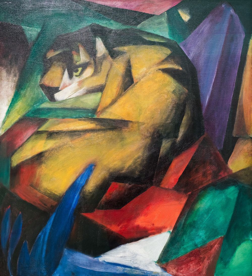 Tiger (1912), vintage animal illustration by Franz Marc. Original public domain image from Wikimedia Commons. Digitally…