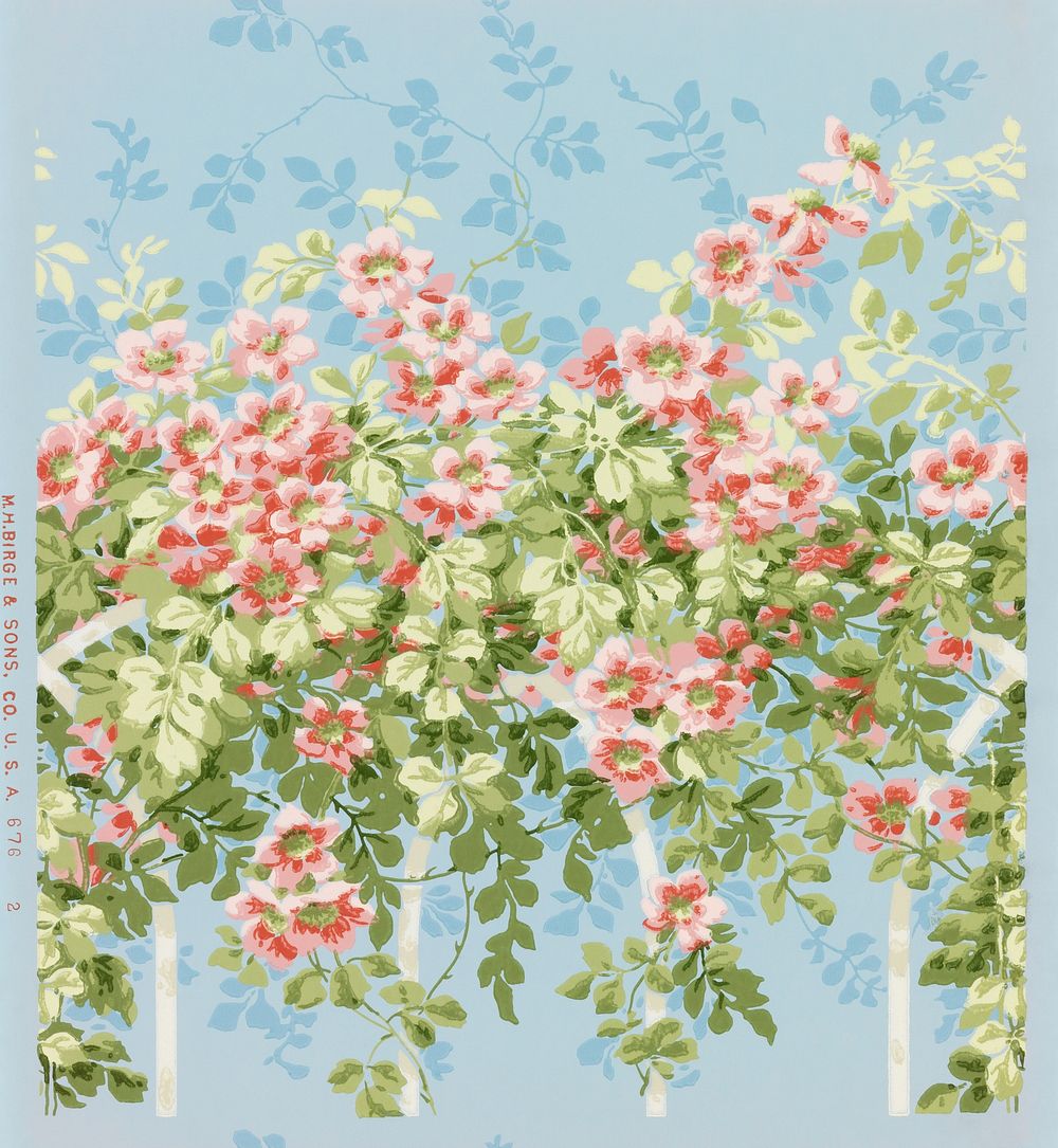 Sidewall (1890&ndash;1920), vintage pink roses illustration. Original public domain image from The Smithsonian Institution.…