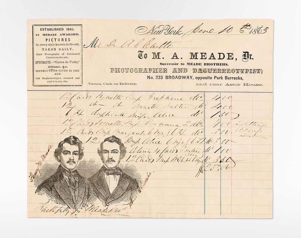 Meade Brothers invoice (1863), by Henry William Mathew Meade and Charles Richard Meade. Original public domain image from…