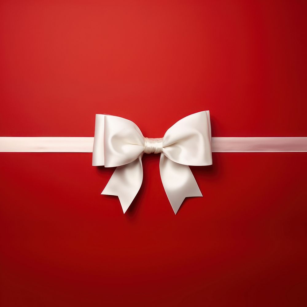 White bow gift red red background