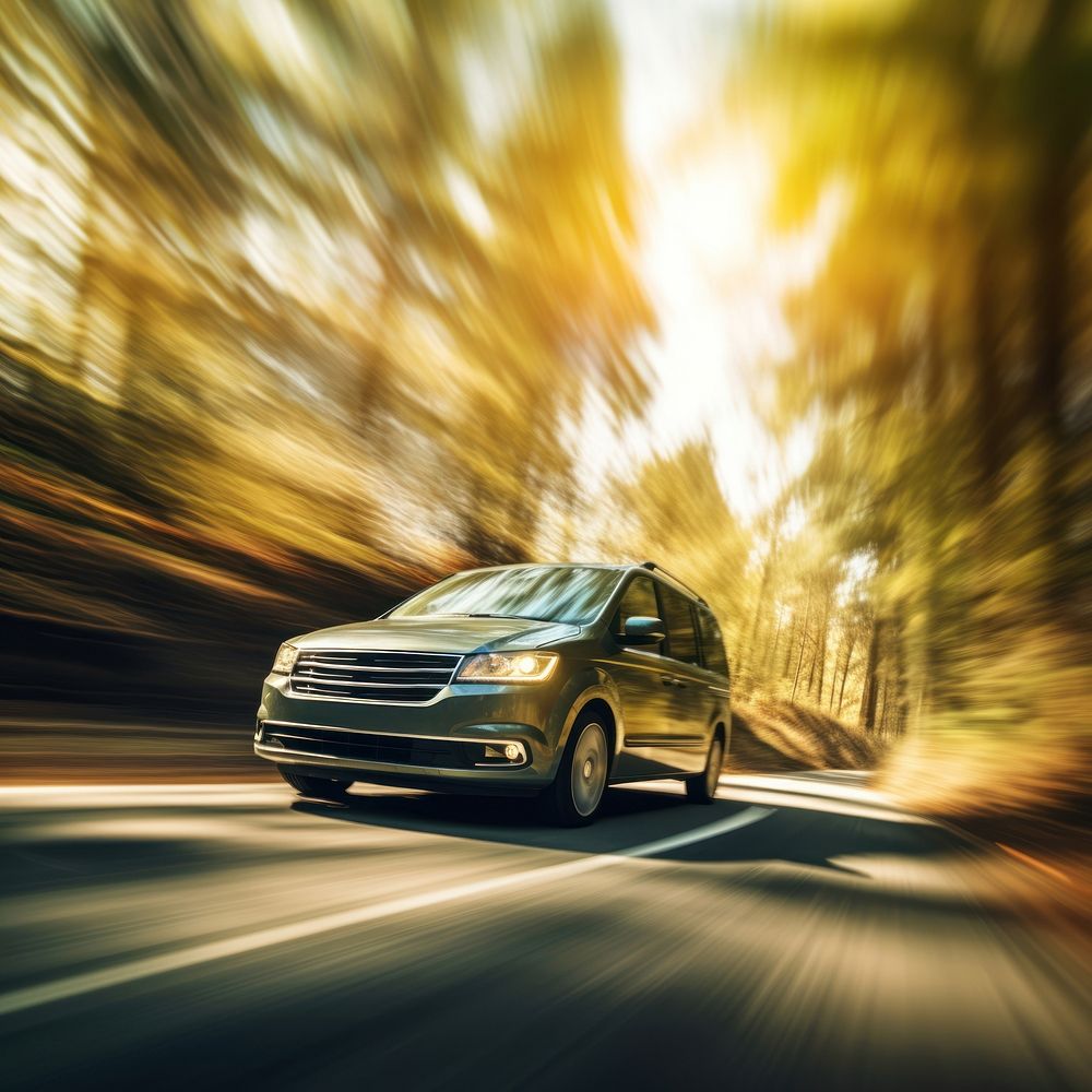 Family van car outdoors vehicle motion. AI generated Image by rawpixel.