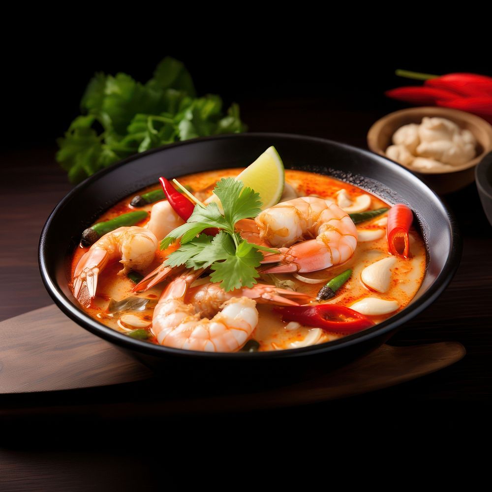Tom yum kung seafood meal soup. AI generated Image by rawpixel.