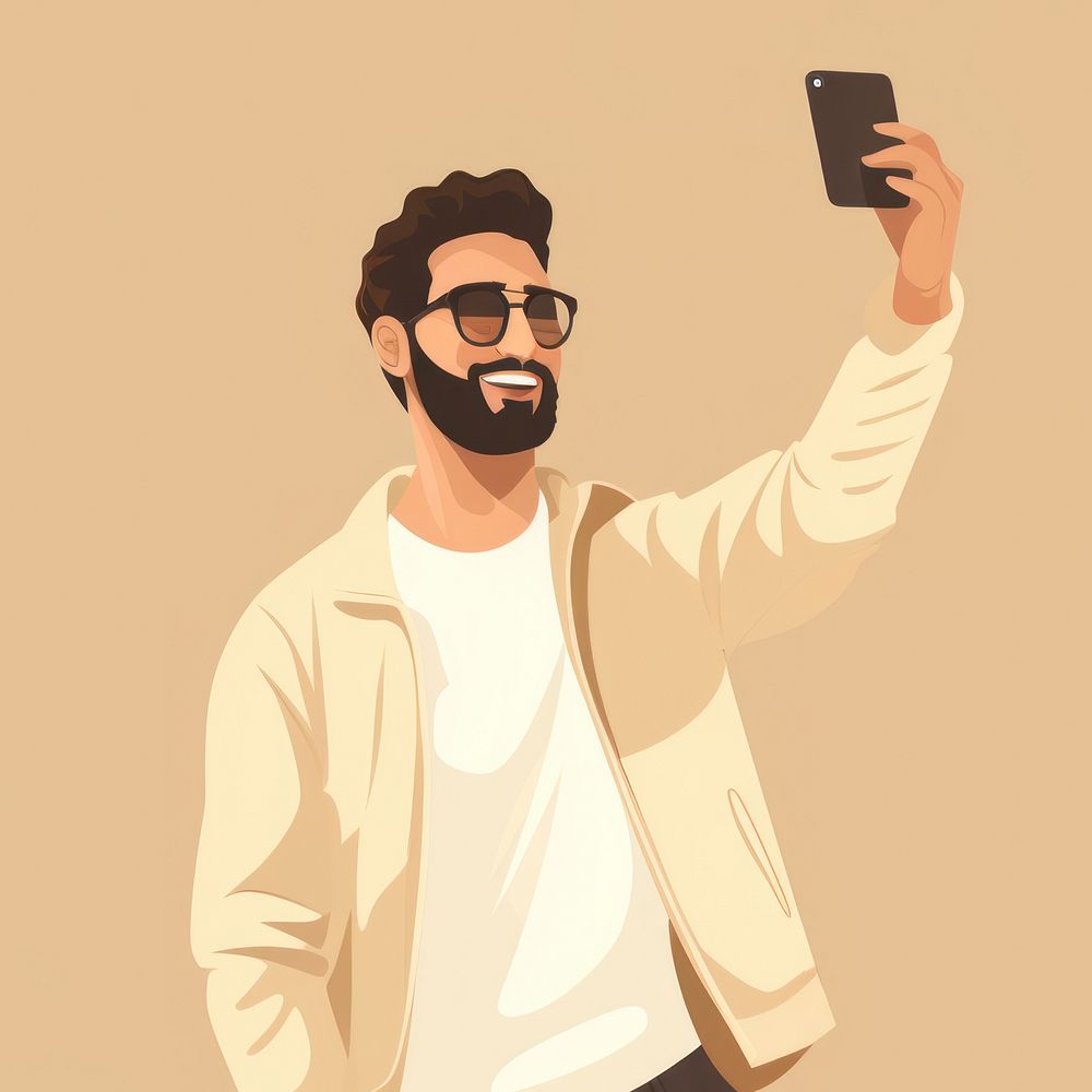 Smartphone selfie adult man. 