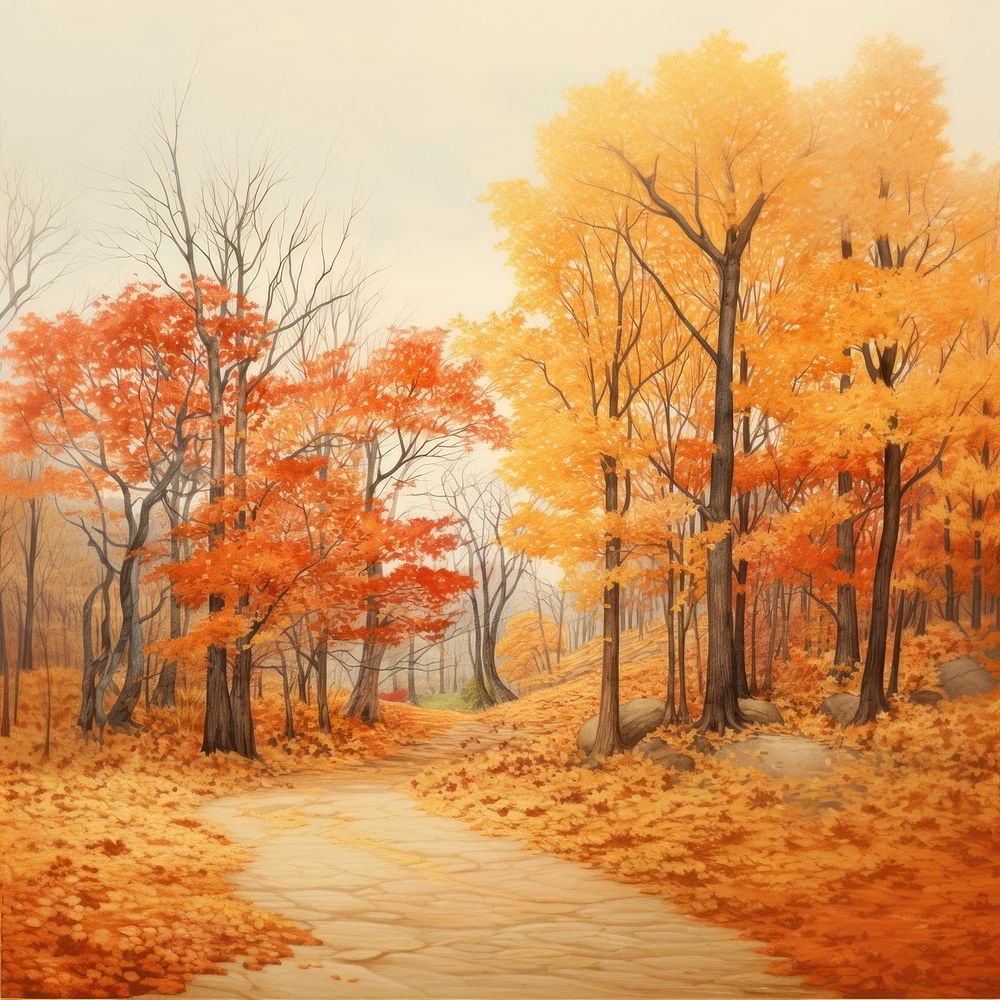 Autumn landscape forest tree outdoors. AI generated Image by rawpixel.