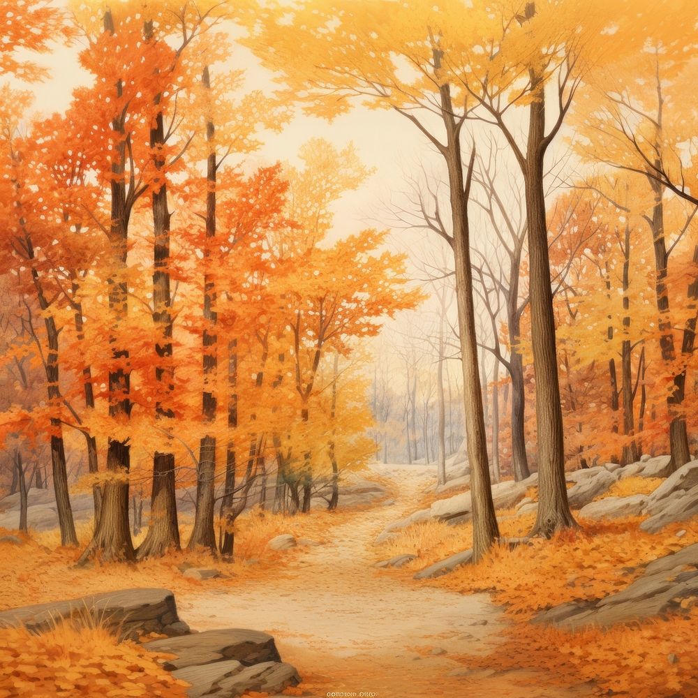 Autumn landscape forest tree backgrounds. AI generated Image by rawpixel.